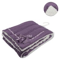 FBP202-PUR: Purple Chevron Cable Knit Wrap w/Bow